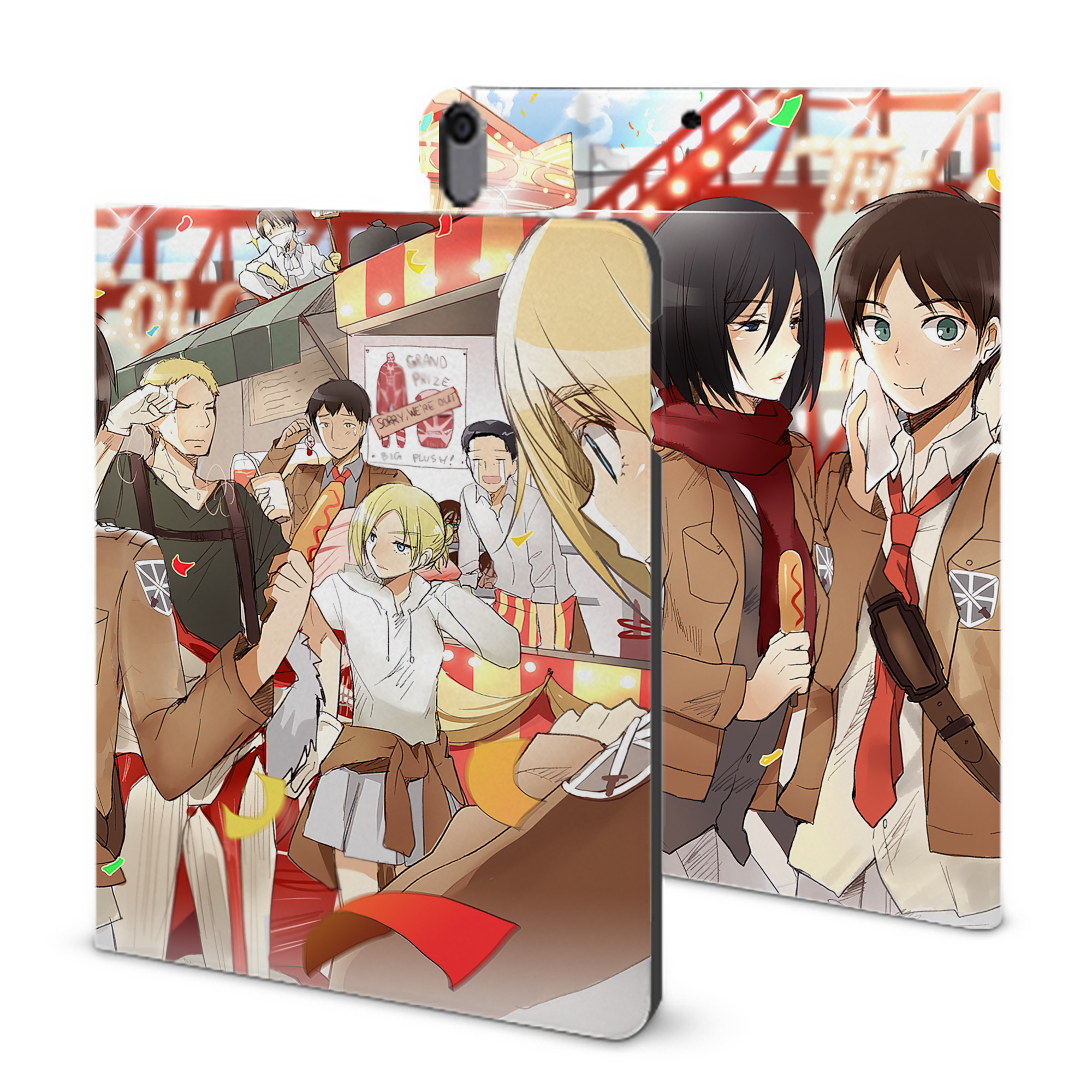（画像用） 進撃の巨人 Attack on Titan IPad ケース ブック型 PUレザー TPU 耐衝撃 軽量 薄型 ペン収納なし 全面保護 IPad 各モデル対応
